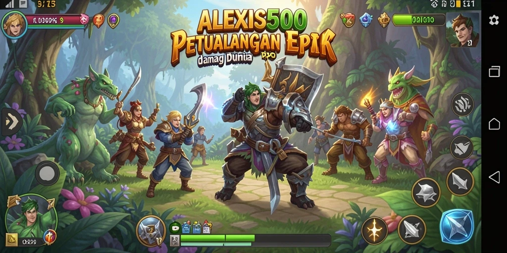 Tampilan aksi seru dalam gameplay RPG ALEXIS500.