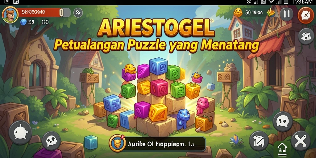 Tangkapan layar ARIESTOGEL menampilkan gameplay seru di berbagai level teka-teki.