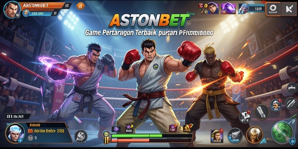 Tampilan utama gameplay ASTONBET dengan aksi pertarungan yang menegangkan.