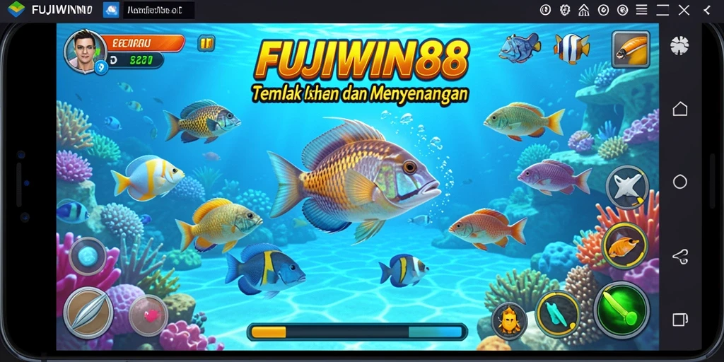 Screenshot utama FUJIWIN88 menampilkan aksi menembak ikan yang seru.