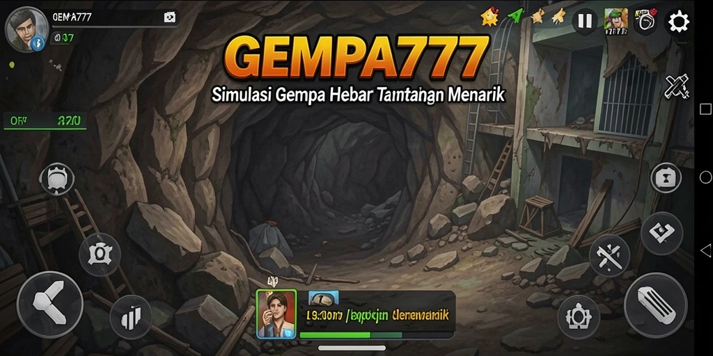 Screenshot gameplay GEMPA777 menunjukkan aksi simulasi gempa yang mendebarkan.