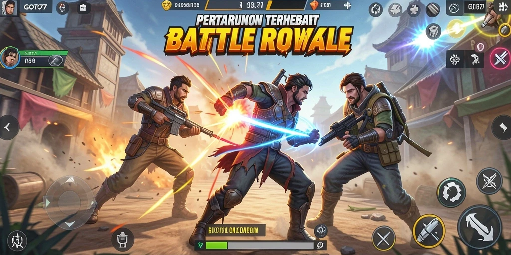 Screenshot utama gameplay GOTO77 dalam pertarungan Battle Royale