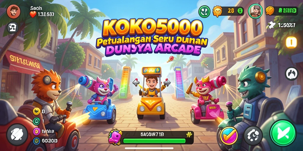 Tangkapan layar dari gameplay KOKO5000 yang penuh aksi dan warna.