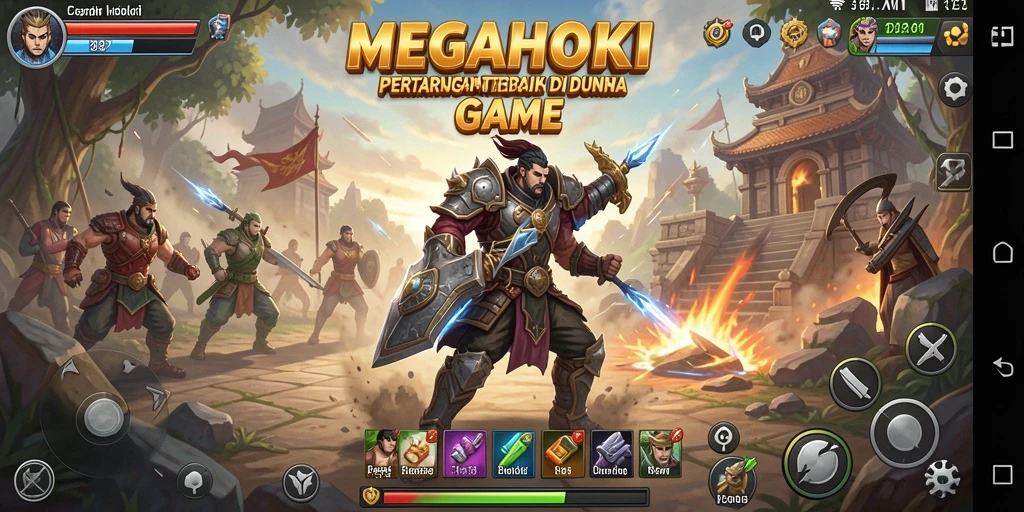 Screenshot gameplay MEGAHOKI menampilkan aksi pertarungan yang menegangkan.